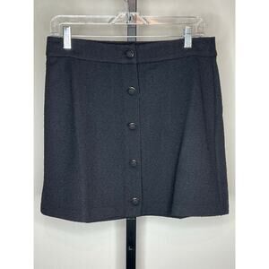 Michael Kors Black Textured Mini Skirt Button Front Size M NWOT